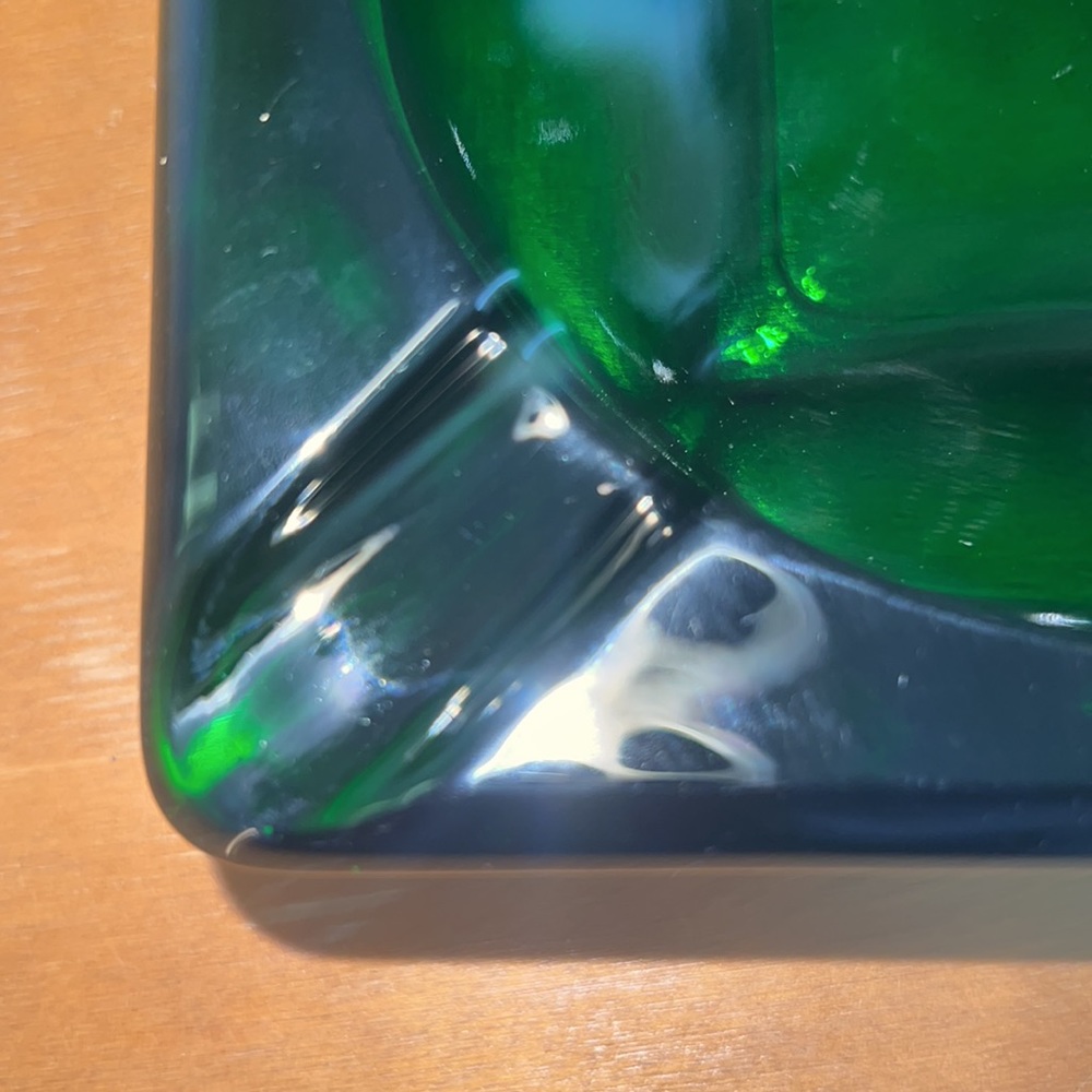 GREEN GLASS VINTAGE ASHTRAY 60s - Picture 6 of 6
